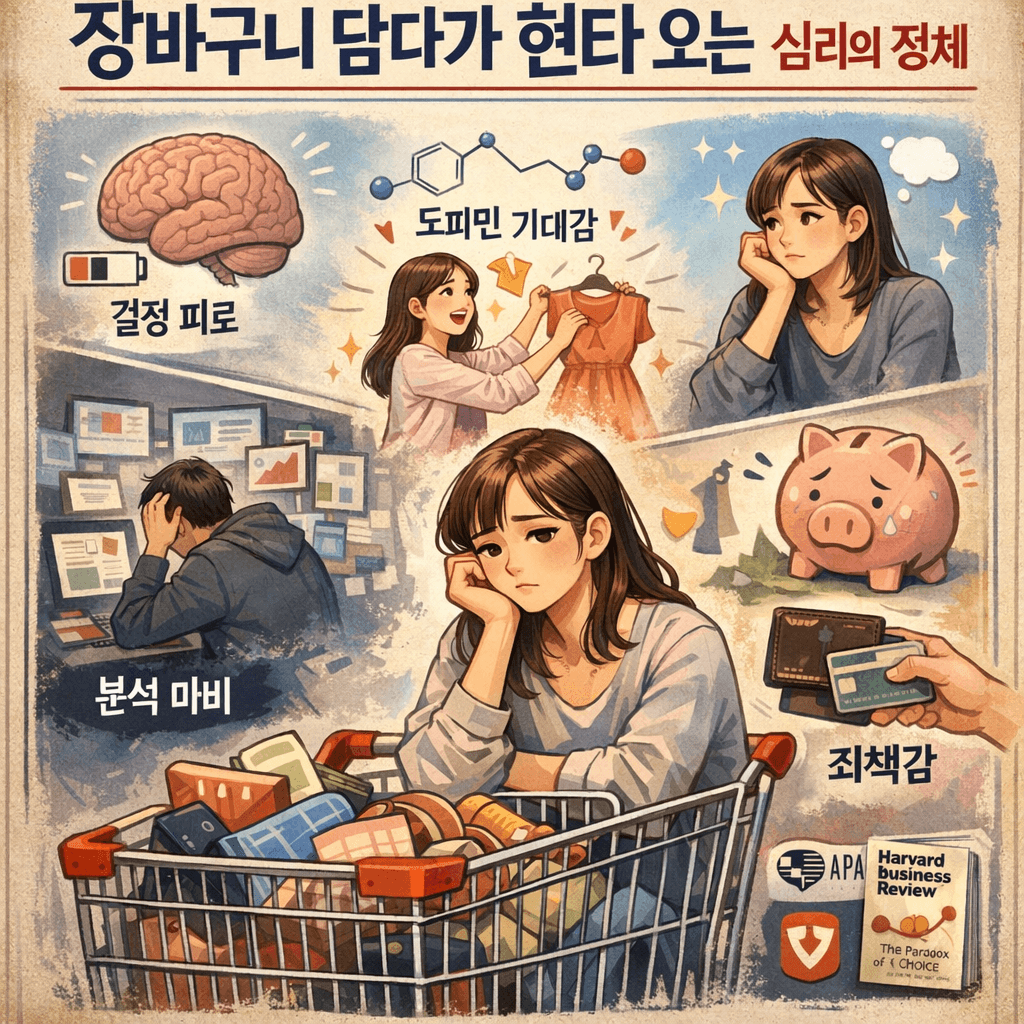 쇼핑하다 갑자기 흥미 잃는 이유 장바구니 담다가 ‘현타’ 오는 심리 4가지 (결정피로·도파민의 진실)