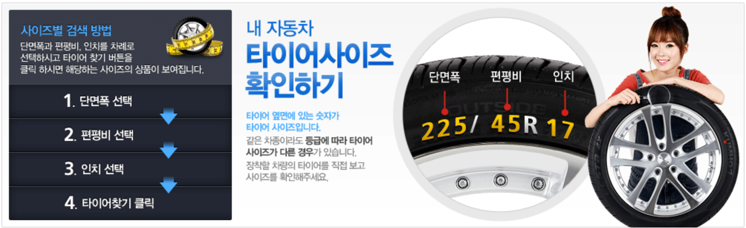 타이어 사이즈 확인방법
