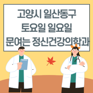 고양시 일산동구 토요일 일요일 정신건강의학과 진료 문여는 병원 리스트