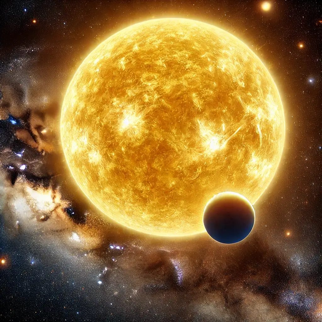 센타우르스자리 v766과 관련된 사진 엄청난 크기의 태양과 같은 항성의 모양으로 붉게 빛나고 있다.