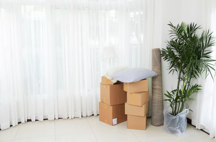 쌓여있는 이삿짐