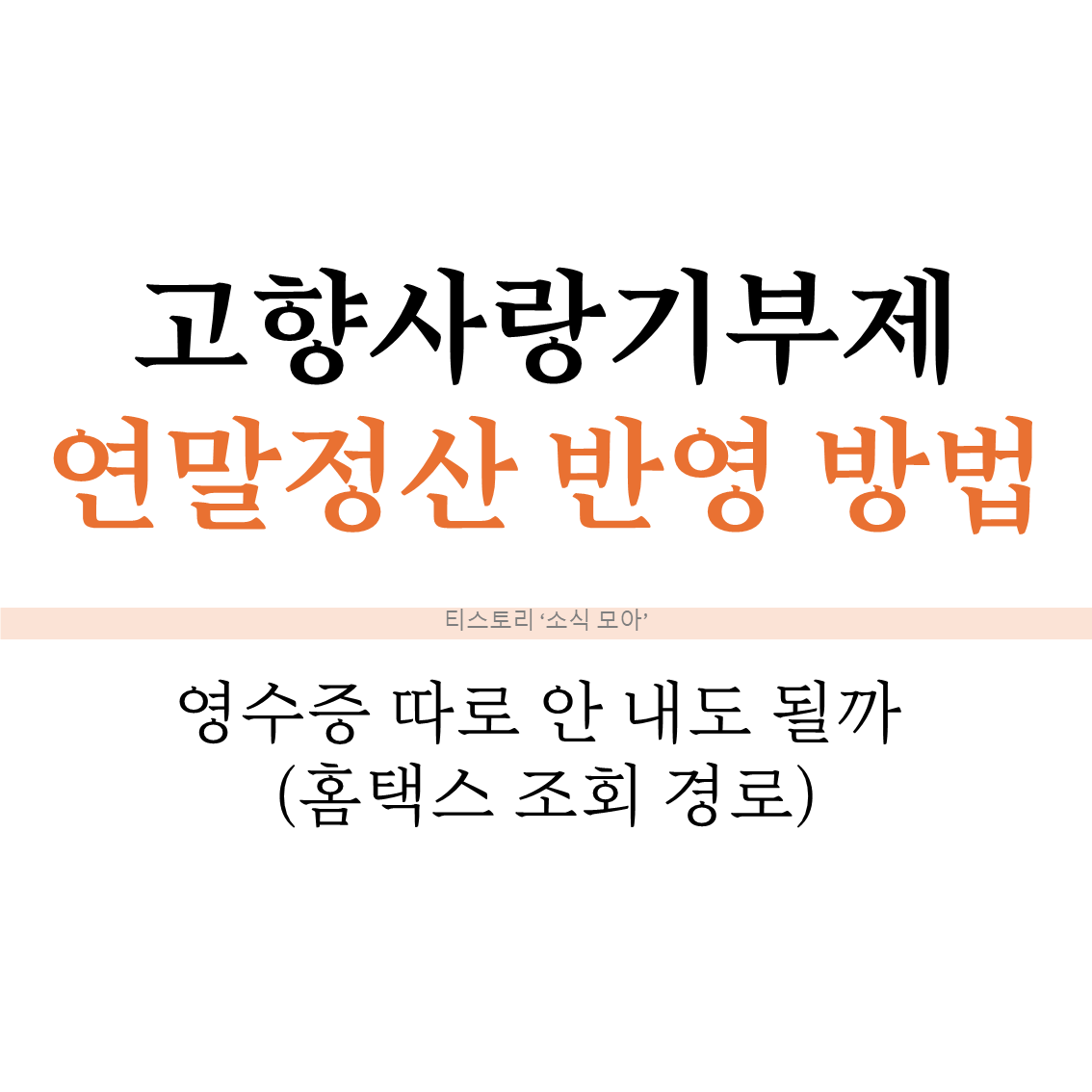 고향사랑기부제 연말정산 반영 방법, 영수증 따로 안 내도 될까 (홈택스 조회 경로)