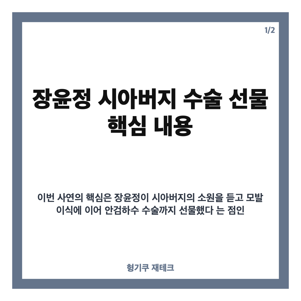 장윤정 시아버지 수술 선물, 모발 이식부터 안검하수까지 전한 사연 카드뉴스 1