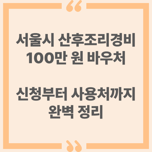 서울시 산후조리경비 100만원 바우처, 신청부터 사용처까지 완벽 정리