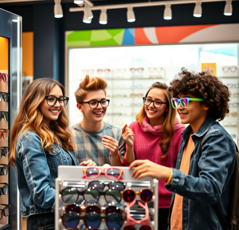 안경 고르는 친구들 사진