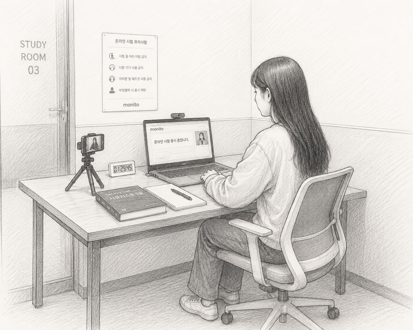 [이미지 3] 온라인 시험을 치는 내 모습 (Image generated by ChatGPT (GPT-5.5))