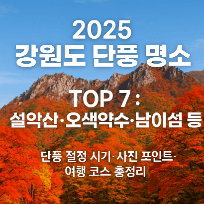 강원도 가을 단풍 여행 가이드 : 2025 설악산·오대산·소금강 등 명소별 단풍 절정 시기 & 추천 코스
