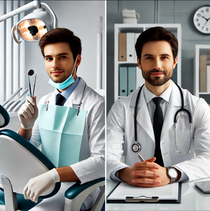 치과의사 vs 일반의사 이미지