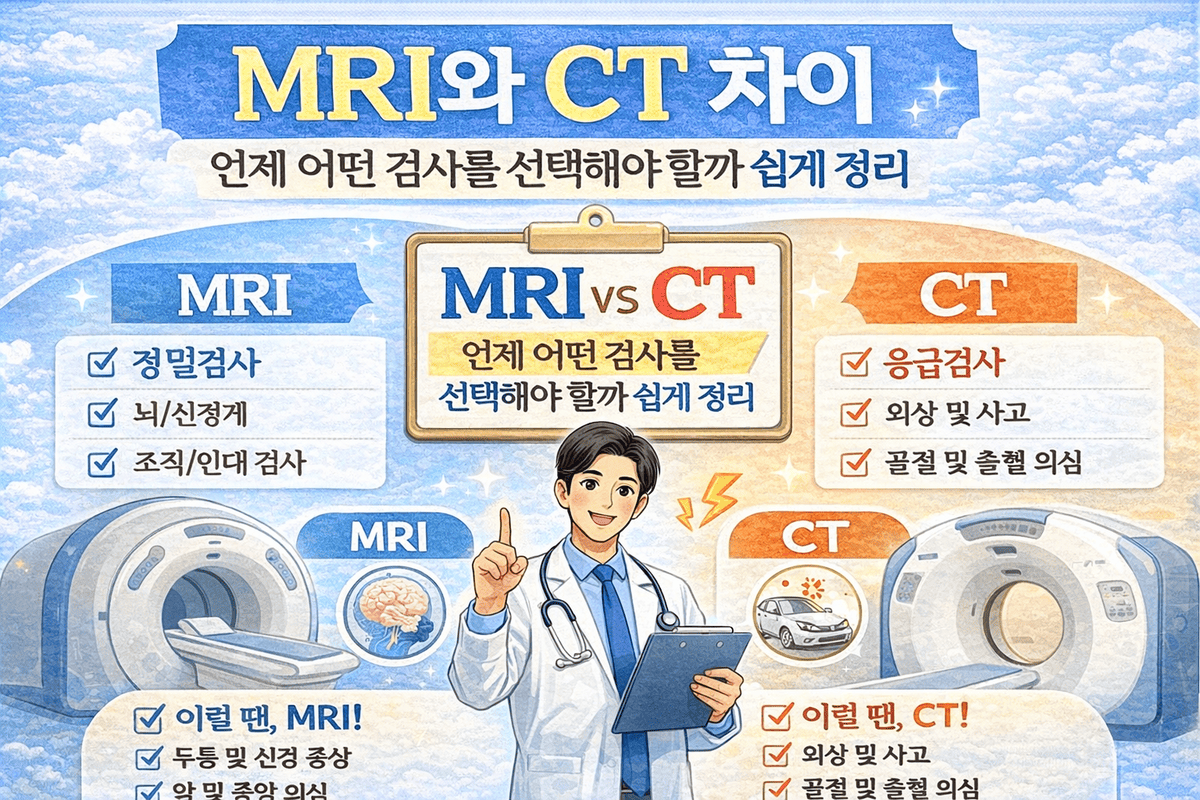 MRI와 CT 차이 언제 어떤 검사를 선택해야 할까 쉽게 정리