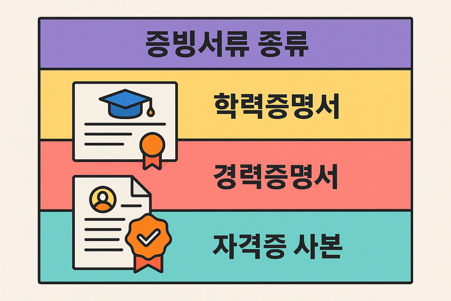 빅데이터분석기사 응시에 필요한 학력증명서, 경력증명서, 자격증 사본 등 제출해야 하는 증빙서류 종류를 명확하게 정리한 안내 이미지