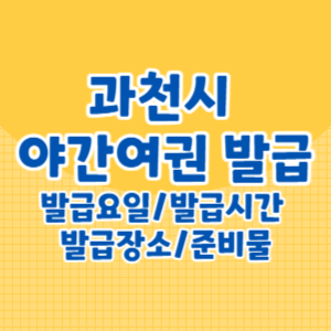 과천시 야간여권 발급요일 발급시간 및 발급장소, 준비물