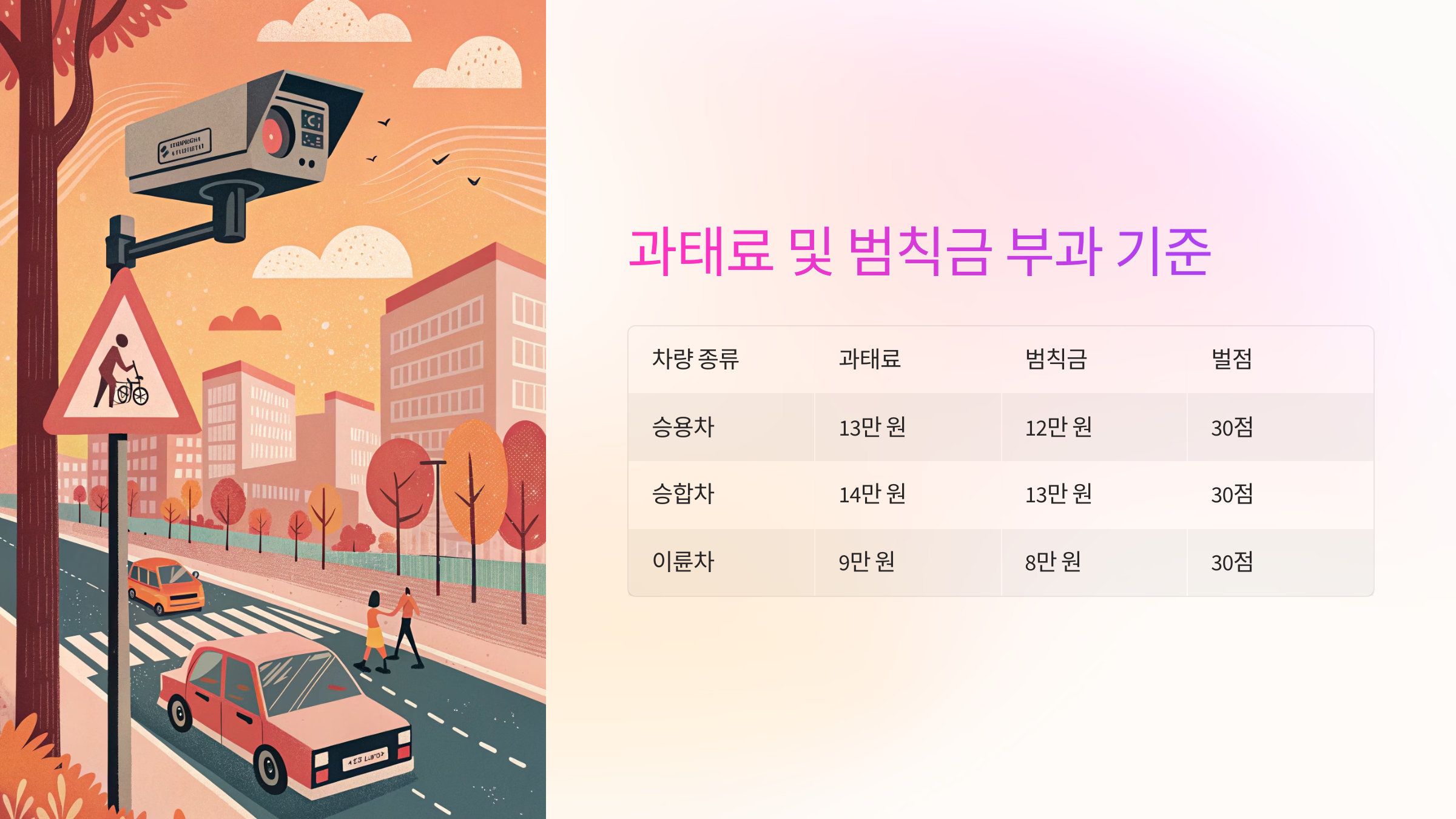 🚦 과태료 및 범칙금 부과 기준
