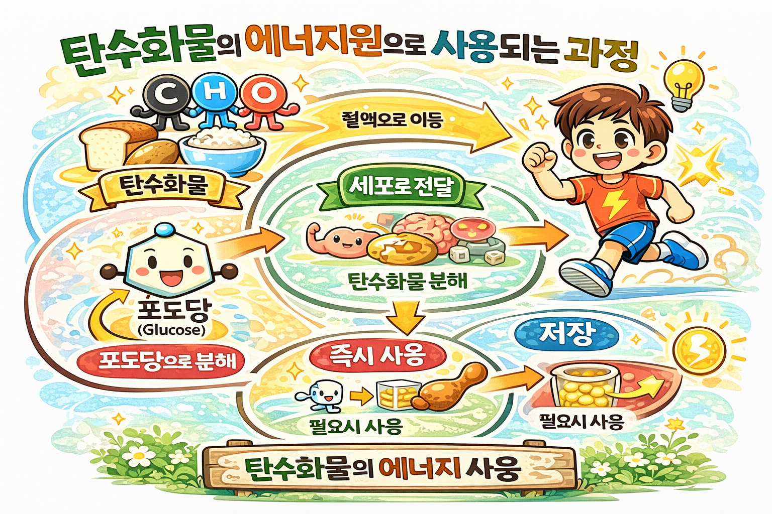 탄수화물이 에너지원으로 사용되는 과정
