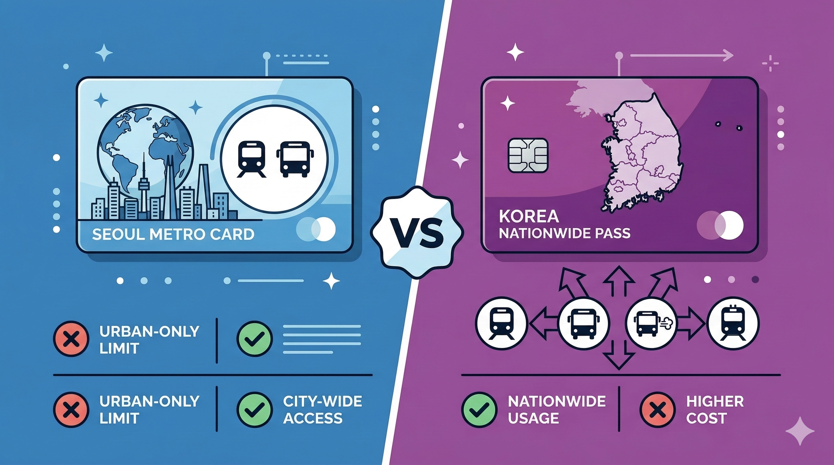 기후동행카드와 K-패스 장단점 비교 일러스트