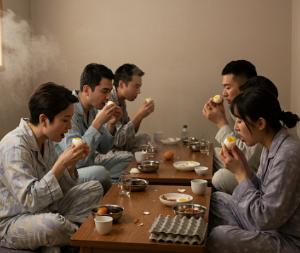 찜질방에서 구운란 먹기