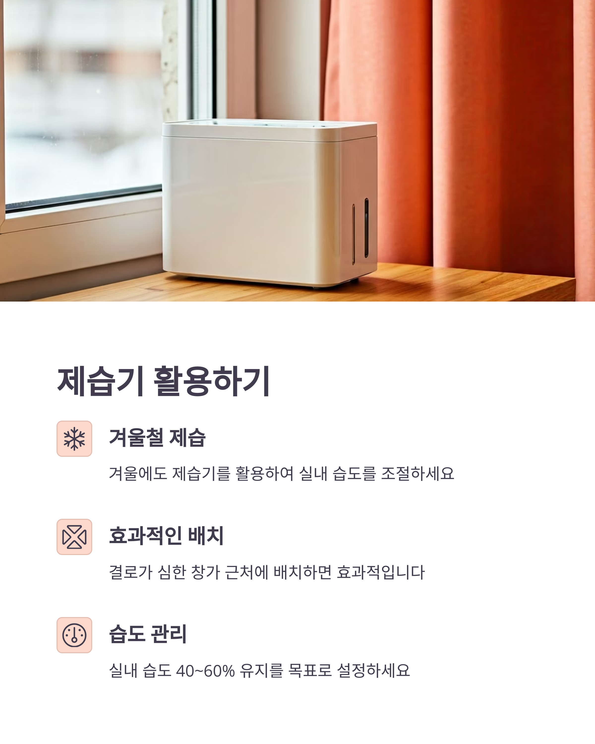 제습기 활용 결로 예방