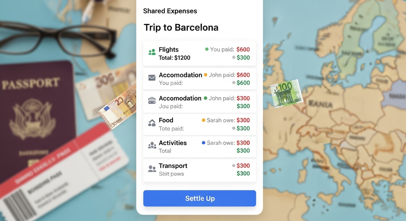 여러 친구의 여행 경비가 효율적으로 관리되고 있는 공동 경비 정산 앱 화면