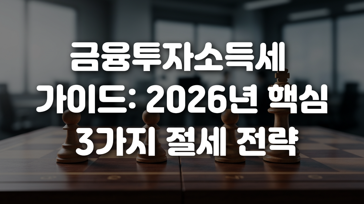 금융투자소득세 가이드 2026년 핵심 3가지 절세 전략