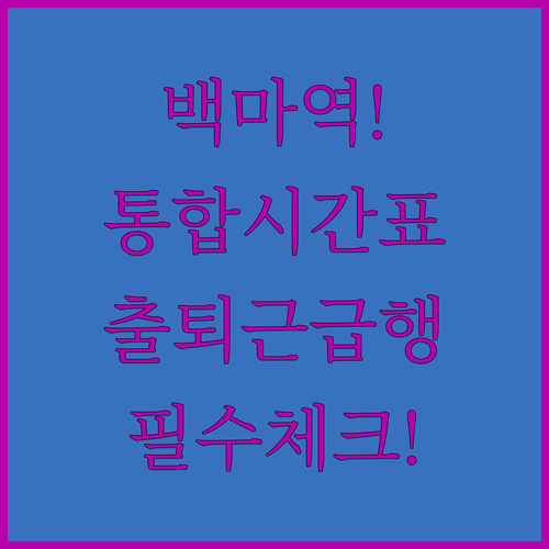 백마역 경의중앙선 서해선 통합 시간표..