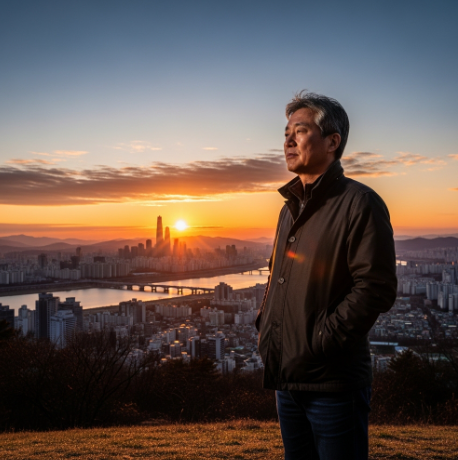 노을을 바라보는 중년층