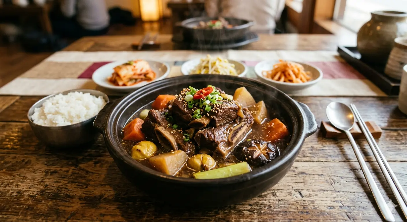 윤기가 자르르 흐르는 먹음직스러운 갈비찜 완성 사진