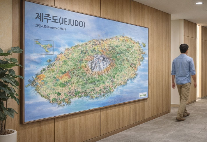 사무실 : 모던한 액자 안의 아름다운 제주도 (그림지도)