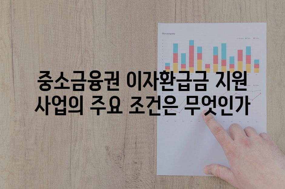 중소금융권 이자환급금 지원 사업의 주요 조건은 무엇인가