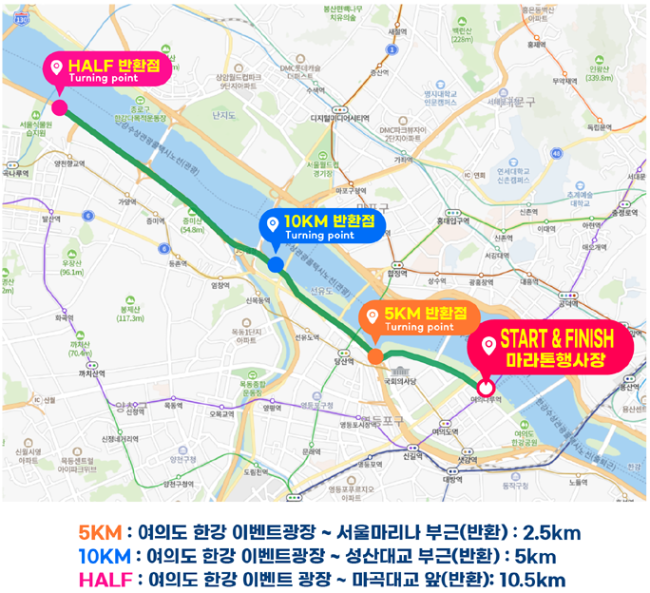 제14회 여의도 벚꽃마라톤대회 코스