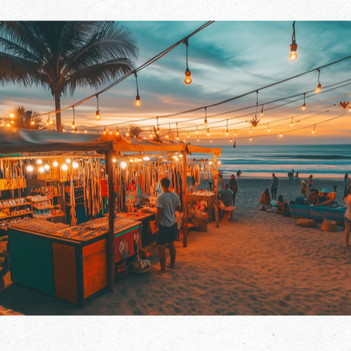 야간 해변 마켓 분위기