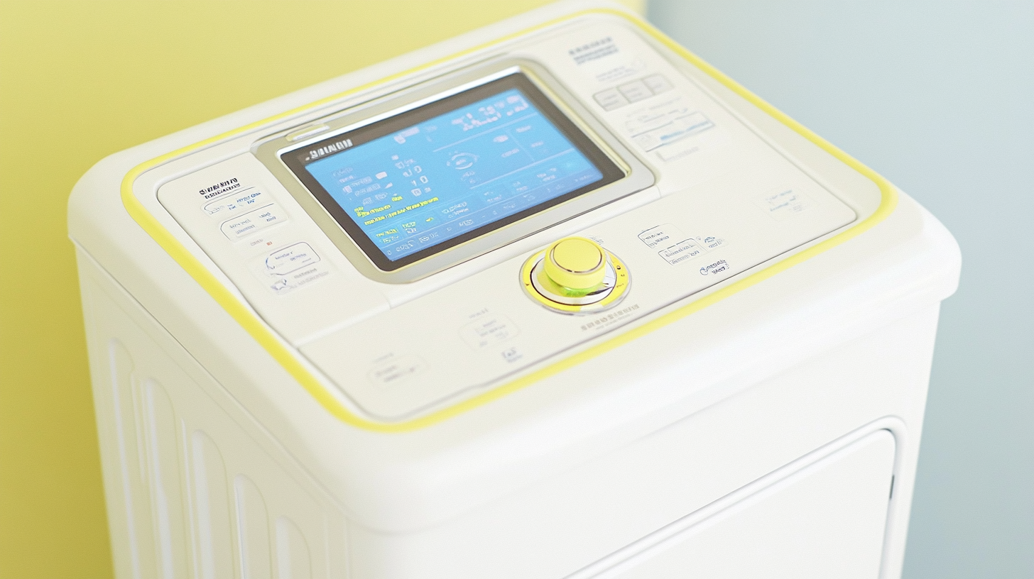 최첨단 기술과 우아한 디자인을 보여주는 삼성 워시타워의 직관적인 LED 디스플레이 근접 촬영