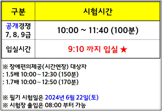 2024-경기도-지방직공무원-시간표