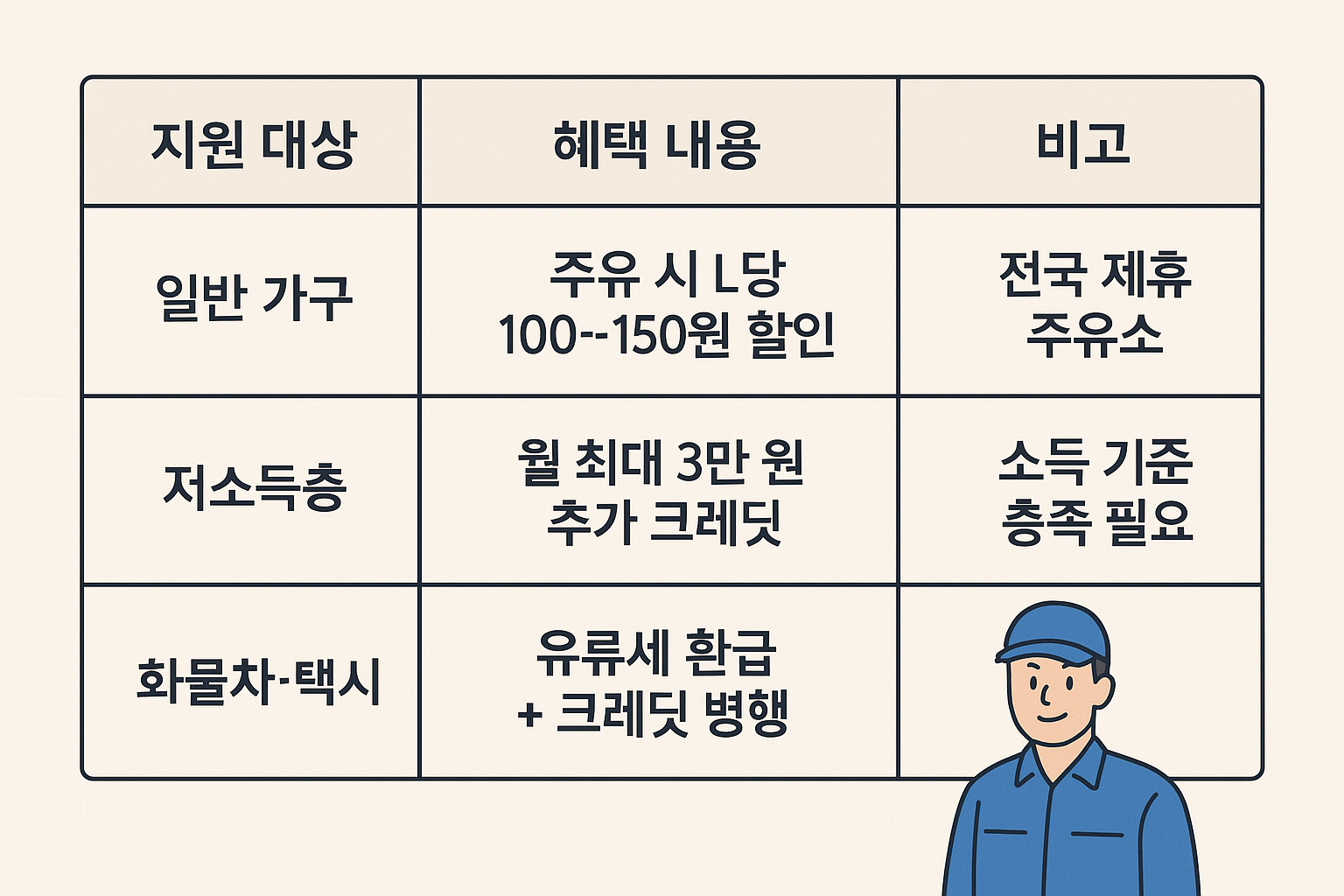유류비 할인 혜택과 추가 지원