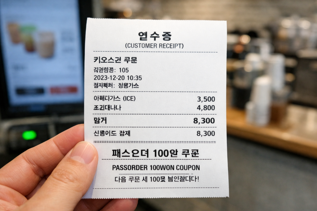 카페 영수증 패스오더 100원 쿠폰, 이거 뭔가요?