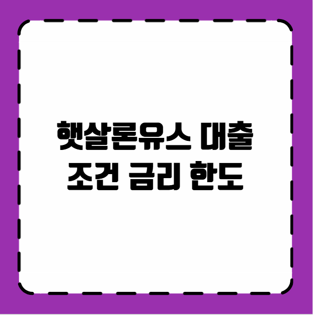 햇살론유스 대출 조건 금리 한도