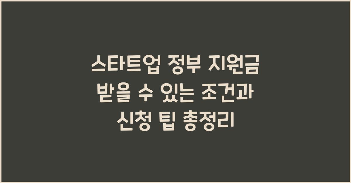 스타트업 정부 지원금 받을 수 있는 조건