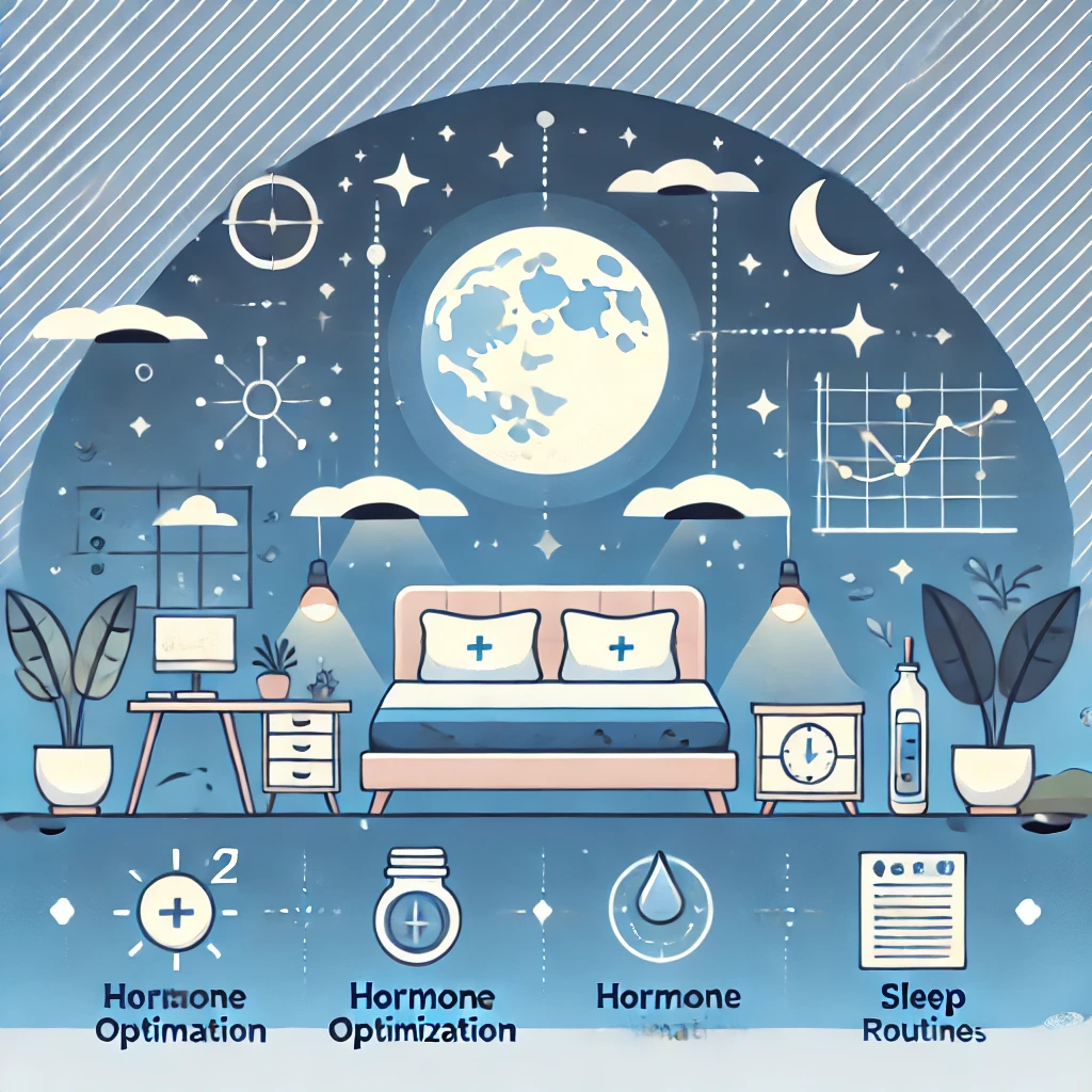 "숙면을 위한 수면 개선 팁 인포그래픽 - 남성 호르몬과 수면 최적화"