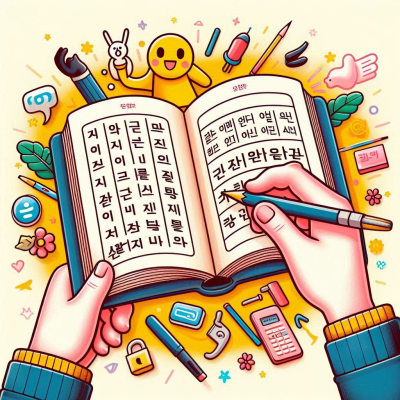 다양한 문서들을 체크하는 책과 귀여운 캐릭터들.