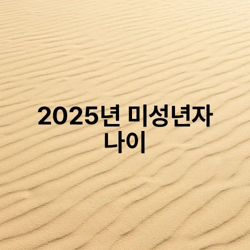 2025년 미성년자 나이