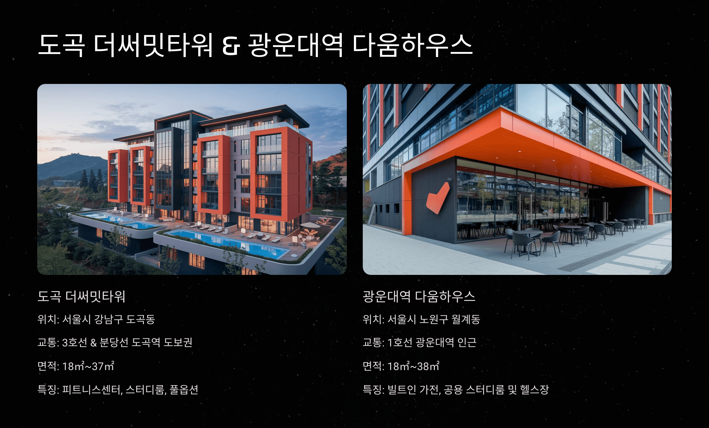 2025 서울시 청년안심주택 - 도곡 더써밋타워, 광운대역 다움하우스
