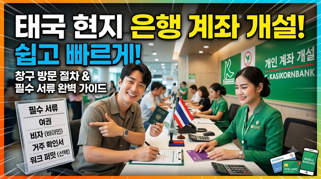 태국 방콕은행 창구에서 계좌 개설 상담을 받는 모습