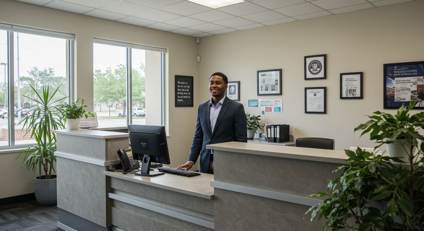 관공서에서 손님을 맞이하는 모습