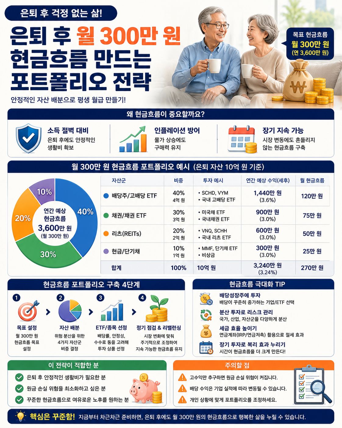 은퇴 후 월 300만 원 현금흐름 만드는 포트폴리오 전략
