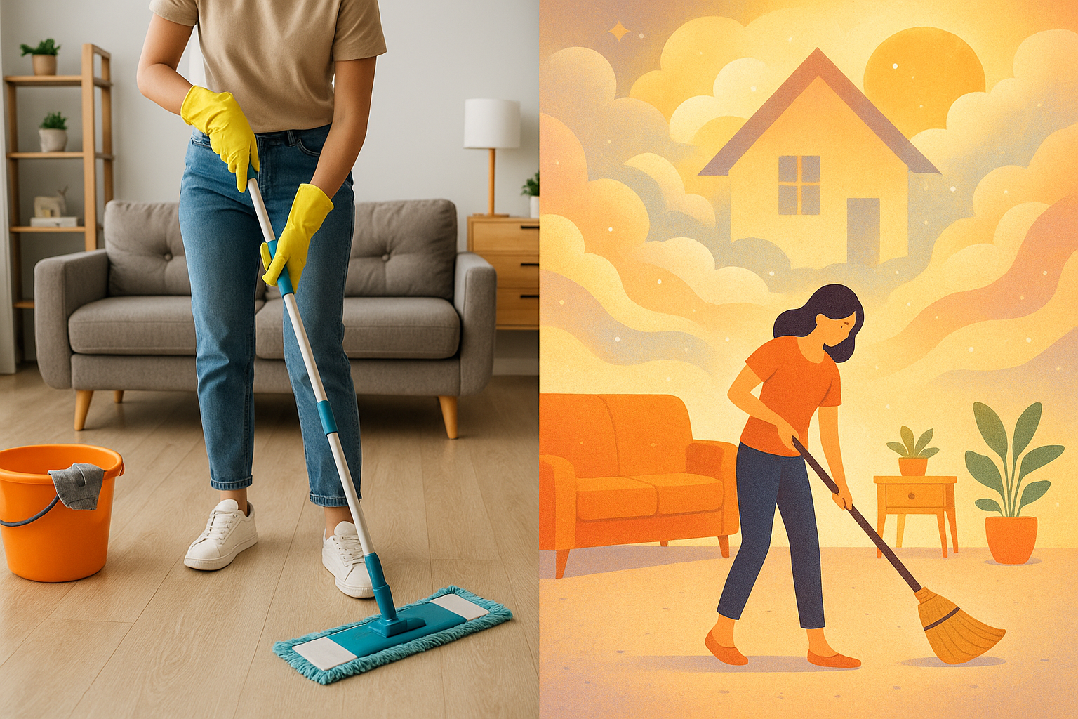 집을 청소하는 거실 꿈