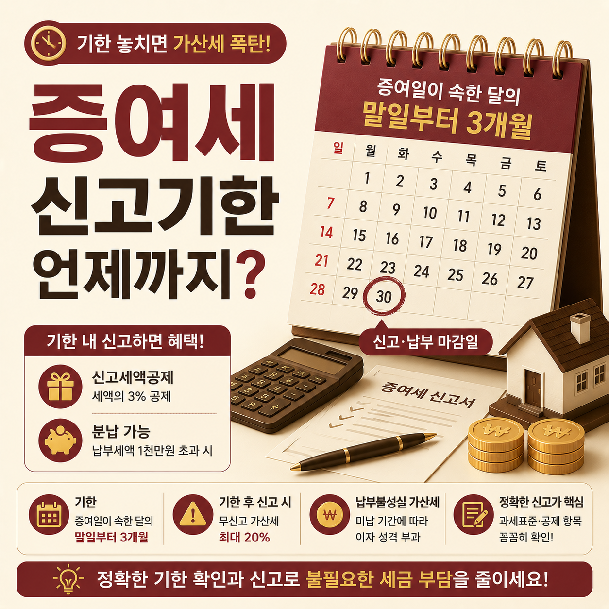증여세 신고기한을 달력에서 확인하는 이미지