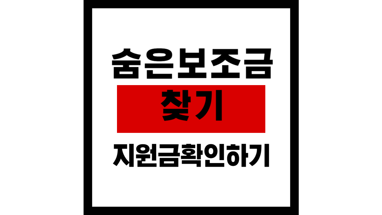 나라에서 알려주지 않는 숨은 보조금 지원금 확인법