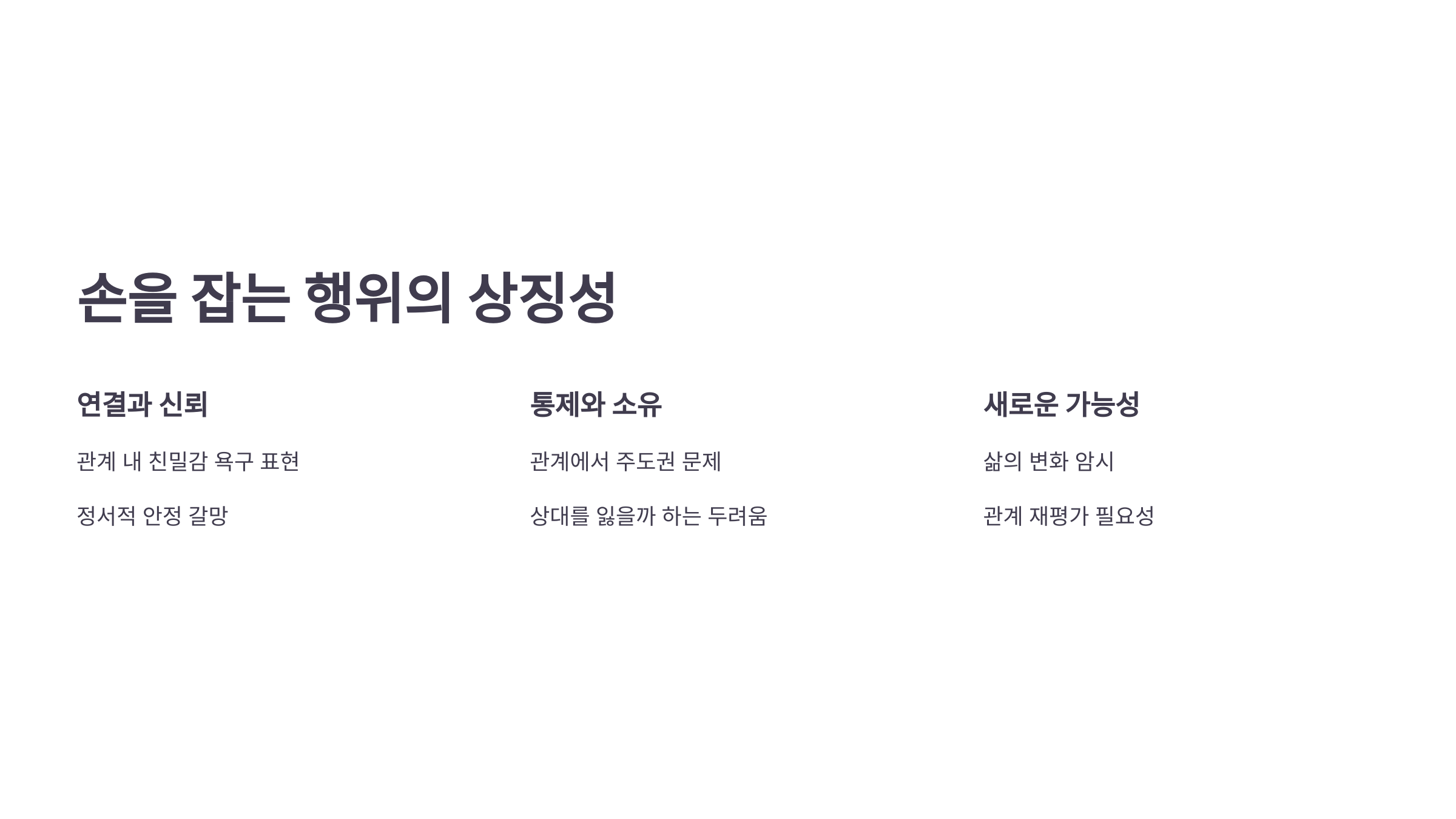 손을 잡는 행위의 상징성