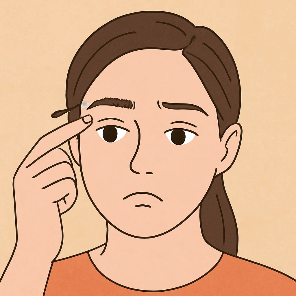 눈썹이 빠져서 걱정하는 사람의 일러스트 이미지