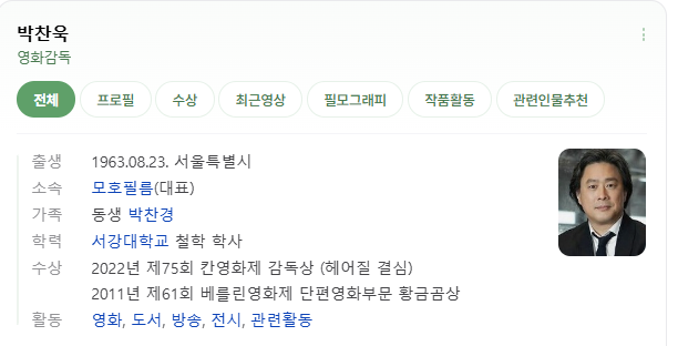 박찬욱 프로필
