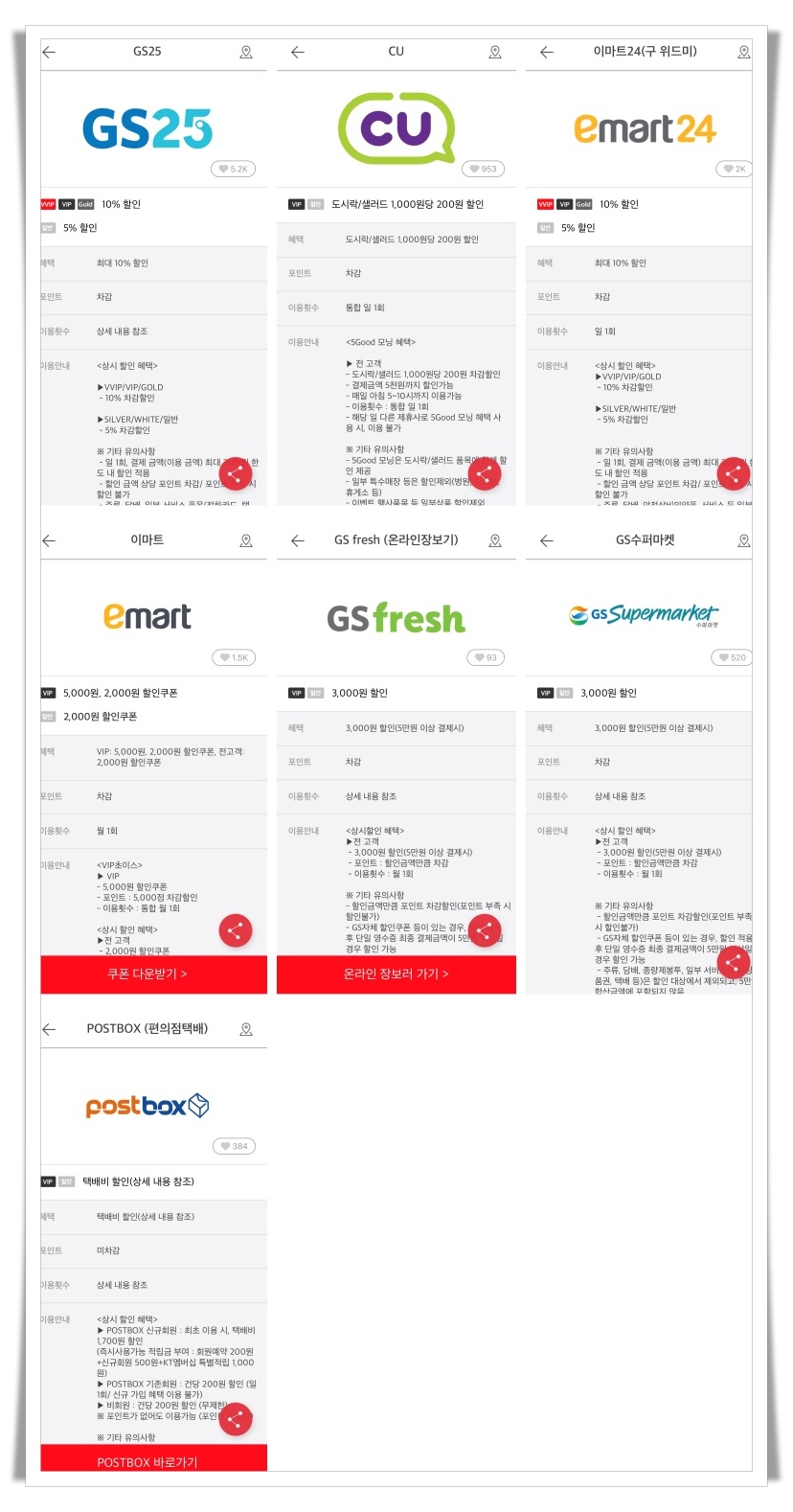 편의점 마트 할인 제휴사