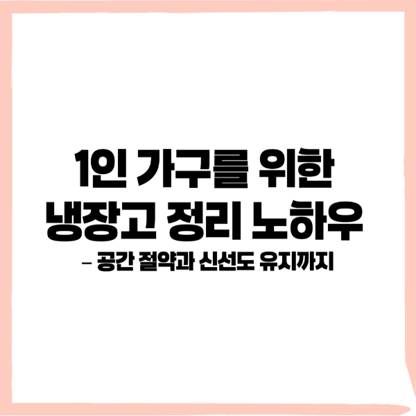 1인 가구 냉장고, 냉장고 정리